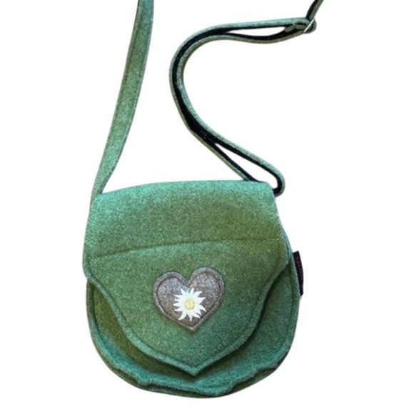 Le Novita Handbags - Le Novita Green Felt Crossbody Bag Cottagecore Embroidered Daisy Flower